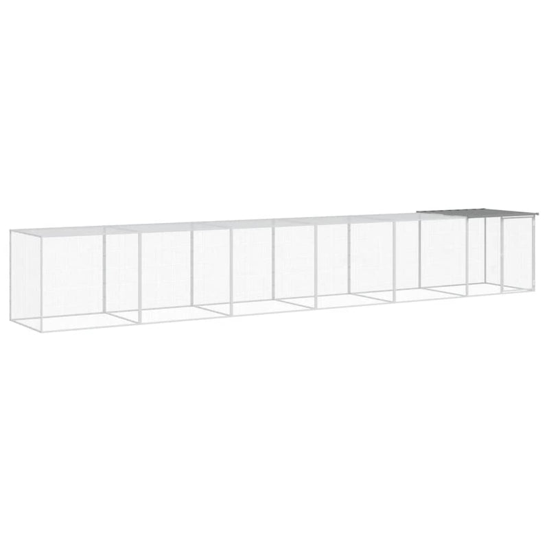 Load image into Gallery viewer, VidaXL Kippenhok met dak 603x98x90 cm gegalvaniseerd staal lichtgrijs
