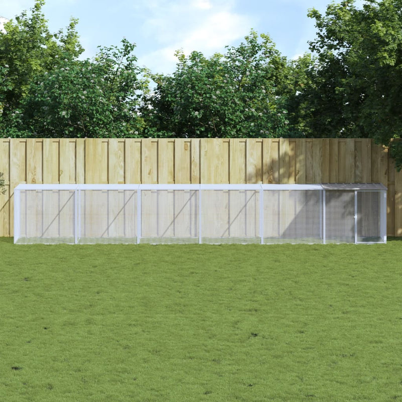 Load image into Gallery viewer, VidaXL Kippenhok met dak 603x98x90 cm gegalvaniseerd staal lichtgrijs
