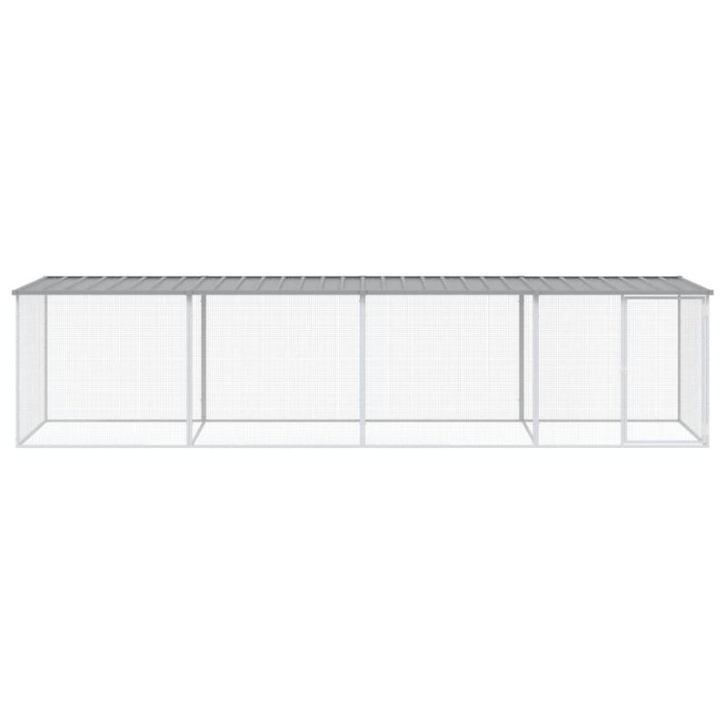 Load image into Gallery viewer, VidaXL Kippenhok met dak 403x98x90 cm gegalvaniseerd staal lichtgrijs
