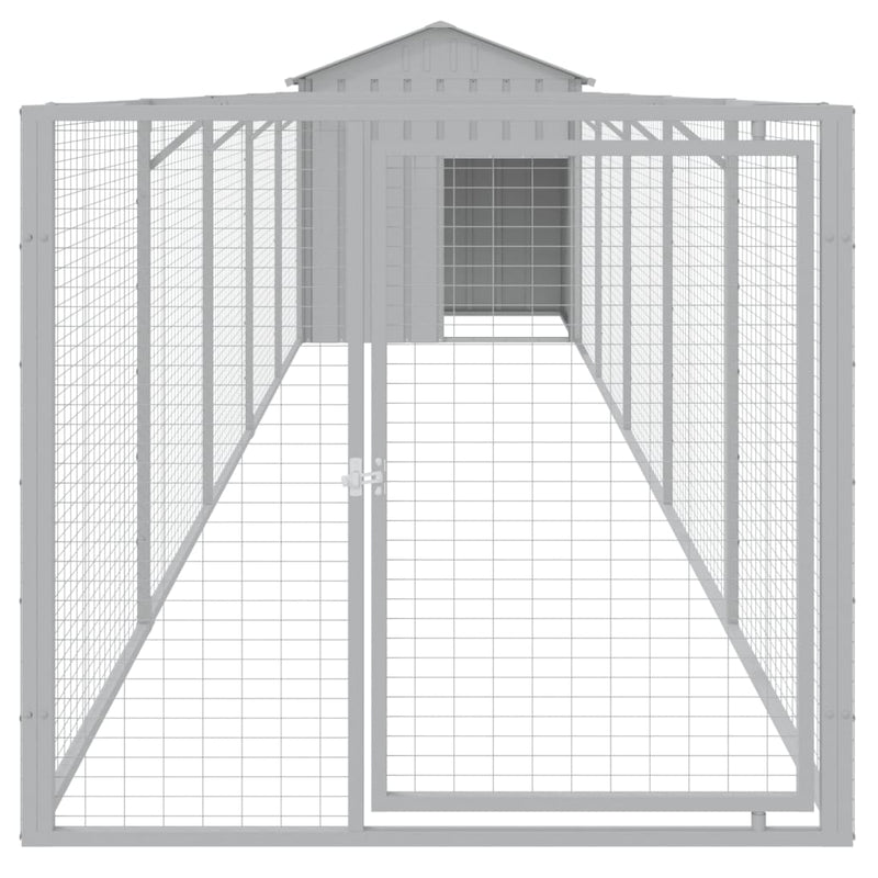 Load image into Gallery viewer, VidaXL Hondenhok met dak 117x609x123 cm staal lichtgrijs
