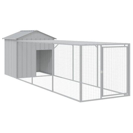 VidaXL Kippenhok met ren 117x405x123 cm staal lichtgrijs
