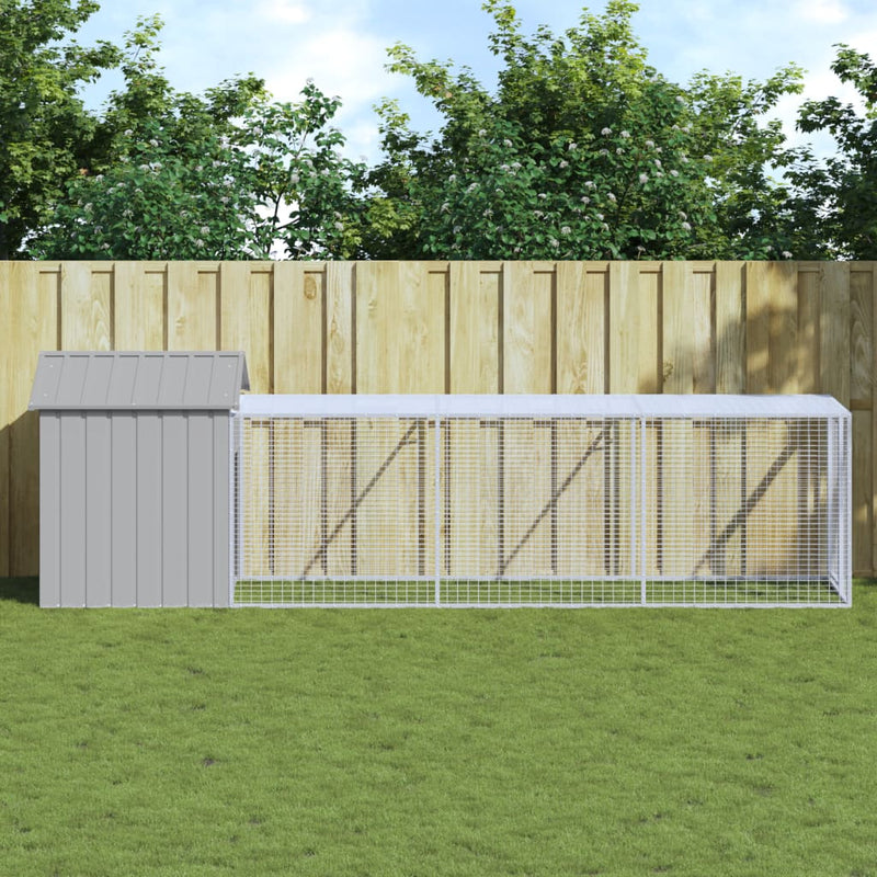 Load image into Gallery viewer, VidaXL Kippenhok met ren 117x405x123 cm staal lichtgrijs
