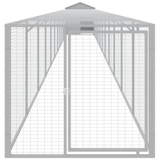 VidaXL Kippenhok met ren 117x1221x123 cm staal lichtgrijs