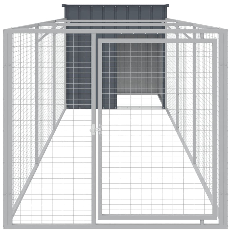 Load image into Gallery viewer, VidaXL Hondenhok met ren 110x405x110 cm gegalvaniseerd staal antraciet
