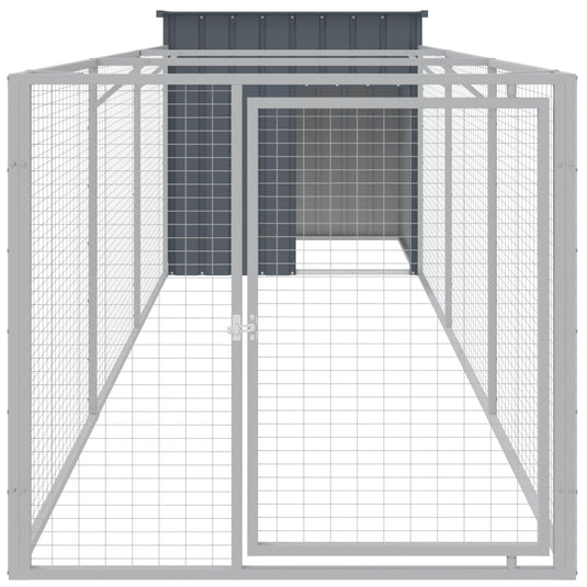 VidaXL Hondenhok met ren 110x405x110 cm gegalvaniseerd staal antraciet