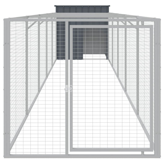 VidaXL Hondenhok met ren 110x609x110 cm gegalvaniseerd staal antraciet