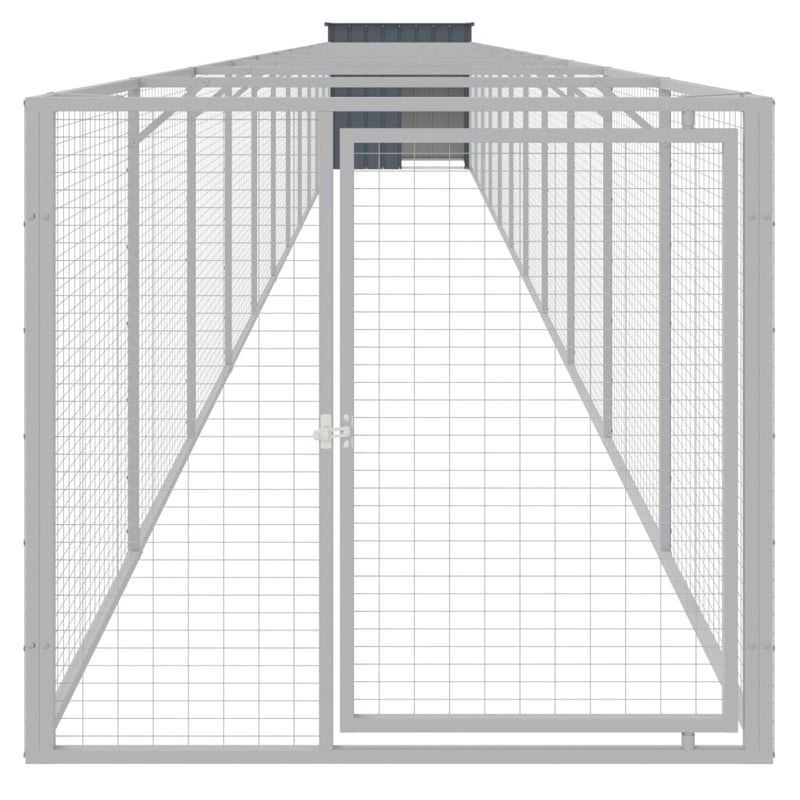 Load image into Gallery viewer, VidaXL Hondenhok met ren 110x1221x110 cm staal antracietkleurig
