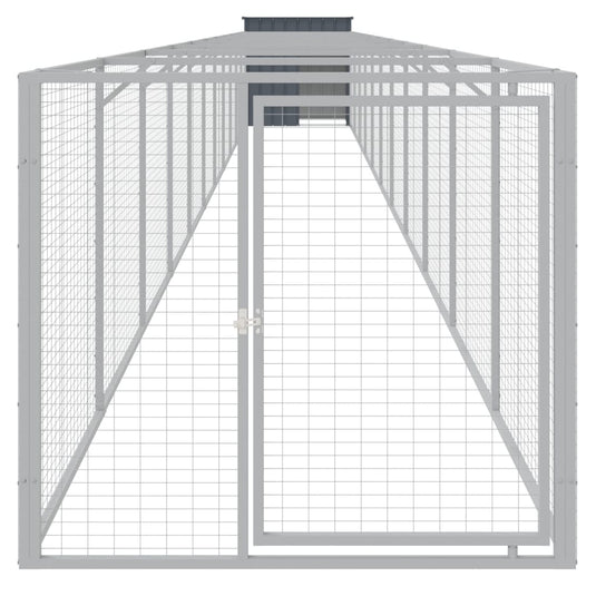 VidaXL Hondenhok met ren 110x1221x110 cm staal antracietkleurig