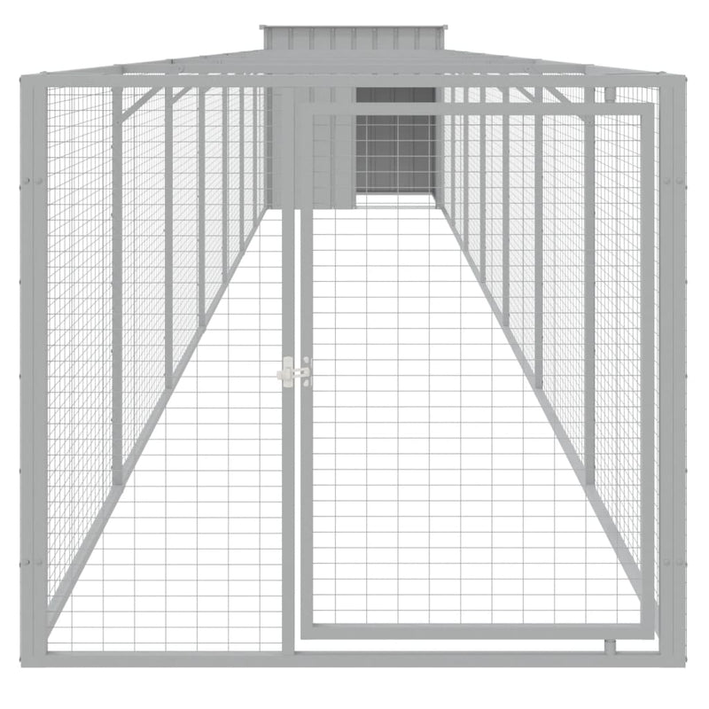 Load image into Gallery viewer, VidaXL Hondenhok met ren 110x813x110 cm staal lichtgrijs

