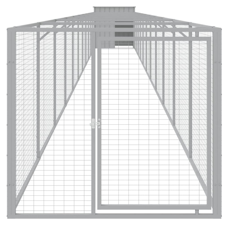 Load image into Gallery viewer, VidaXL Hondenhok met ren 110x1221x110 cm staal lichtgrijs
