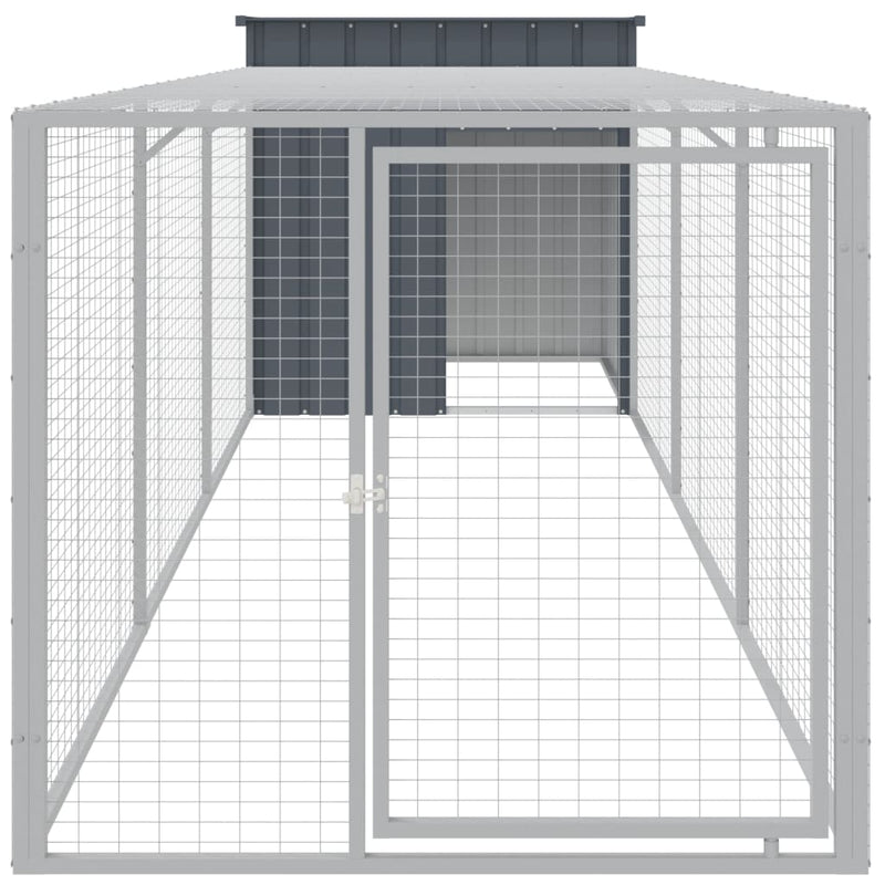 Load image into Gallery viewer, VidaXL Kippenhok met ren 110x405x110 cm gegalvaniseerd staal antraciet
