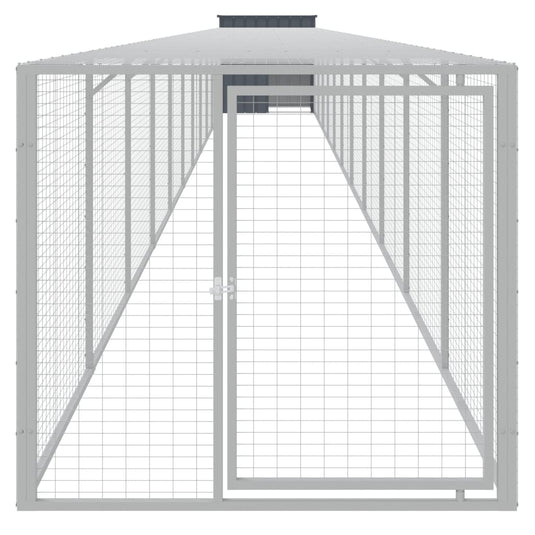 VidaXL Kippenhok met ren 110x1221x110 cm staal antracietkleurig