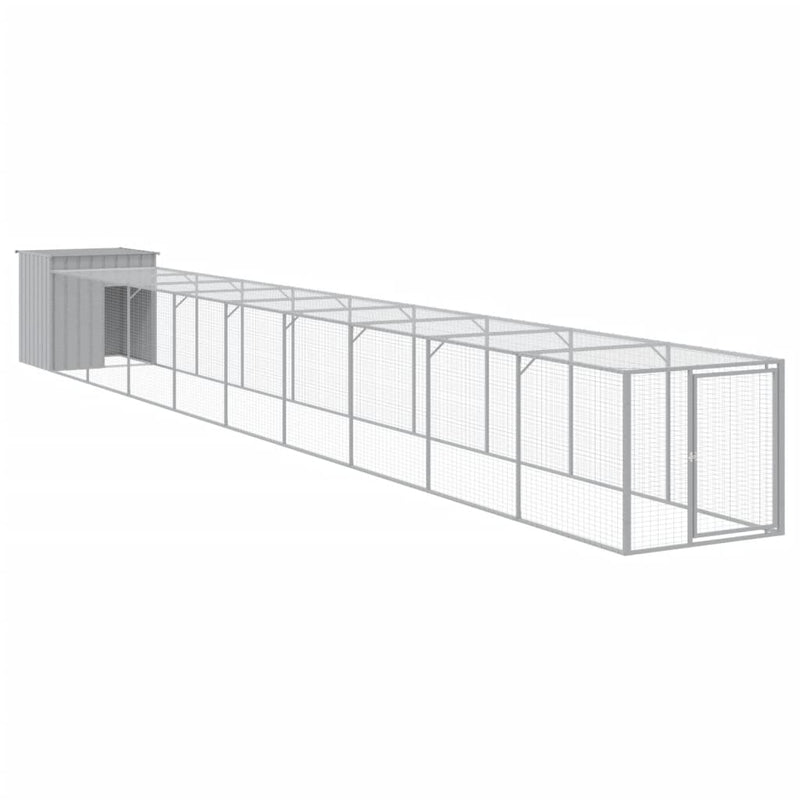 Load image into Gallery viewer, VidaXL Kippenhok met ren 110x1017x110 cm staal lichtgrijs
