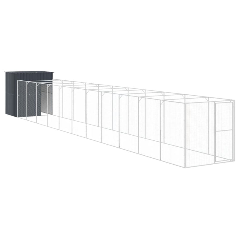 Load image into Gallery viewer, VidaXL Hondenhok met ren 165x1271x181 cm staal antraciet
