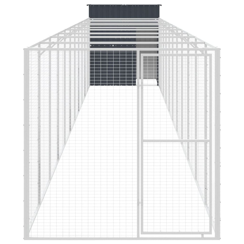 Load image into Gallery viewer, VidaXL Hondenhok met ren 165x1271x181 cm staal antraciet
