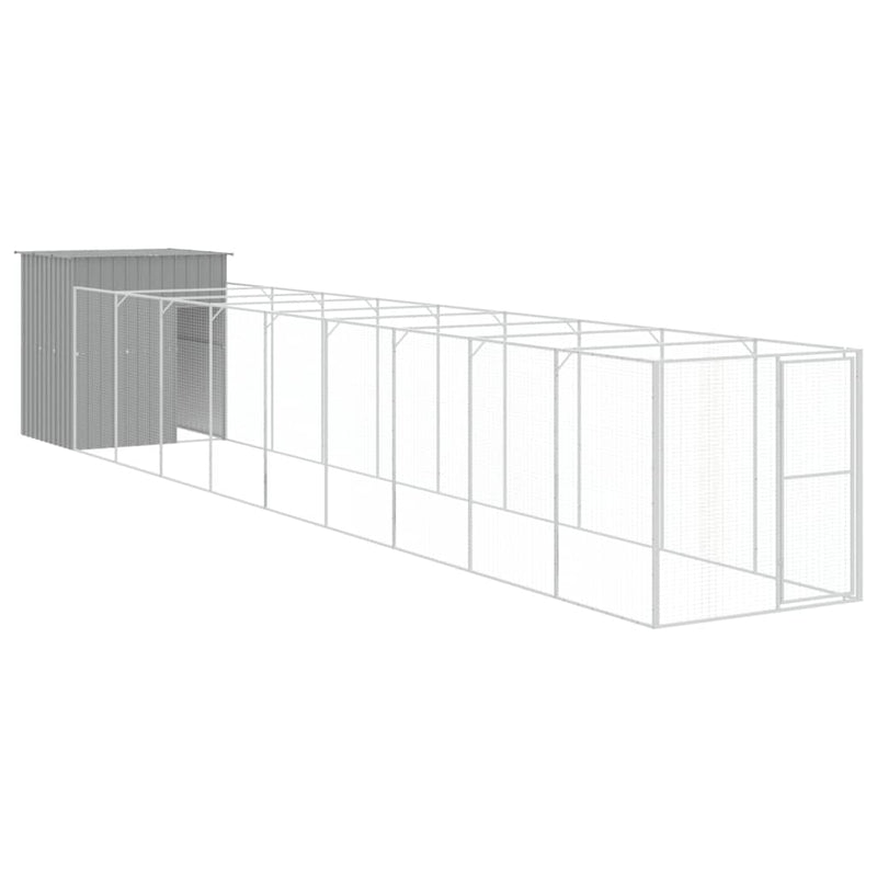 Load image into Gallery viewer, VidaXL Hondenhok met ren 165x1.067x181 cm staal lichtgrijs
