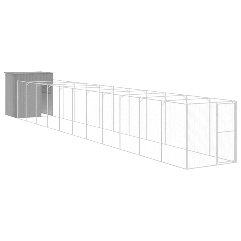 Load image into Gallery viewer, VidaXL Hondenhok met ren 165x1271x181 cm staal lichtgrijs

