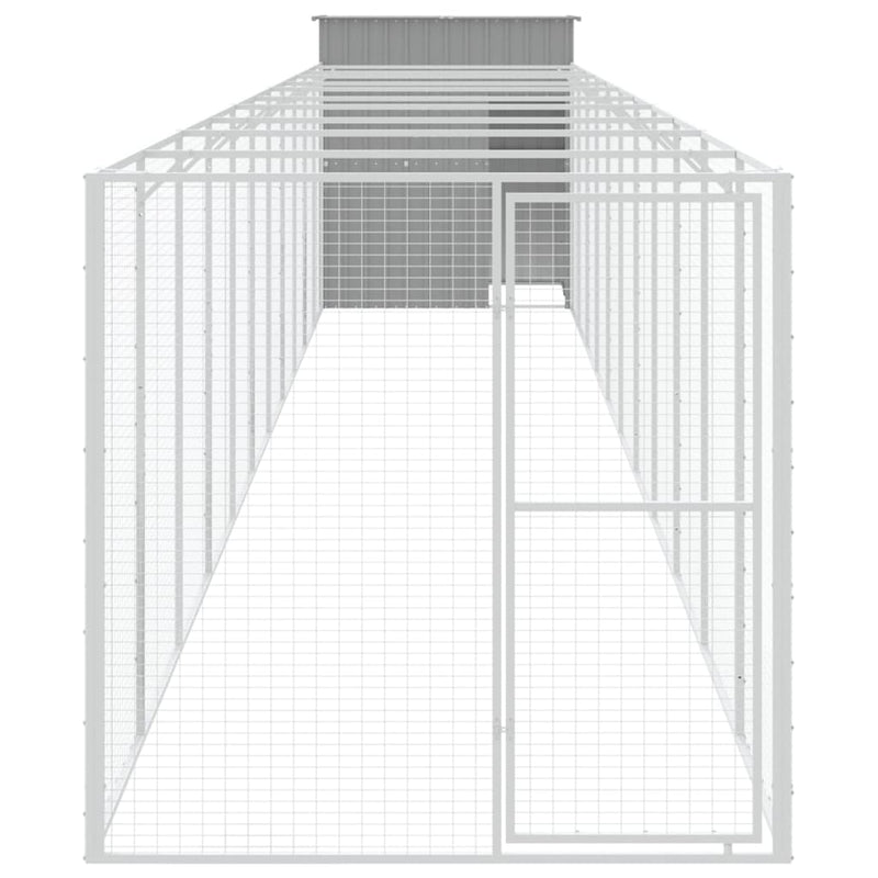 Load image into Gallery viewer, VidaXL Hondenhok met ren 165x1271x181 cm staal lichtgrijs
