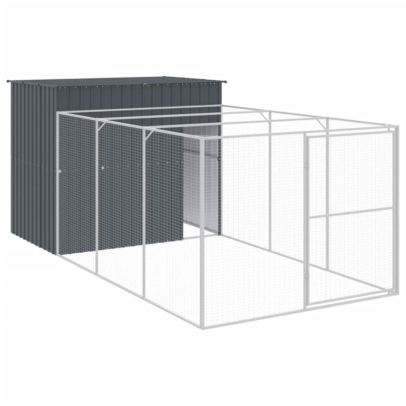Load image into Gallery viewer, VidaXL Hondenhok met ren 214x457x181 cm gegalvaniseerd staal antraciet
