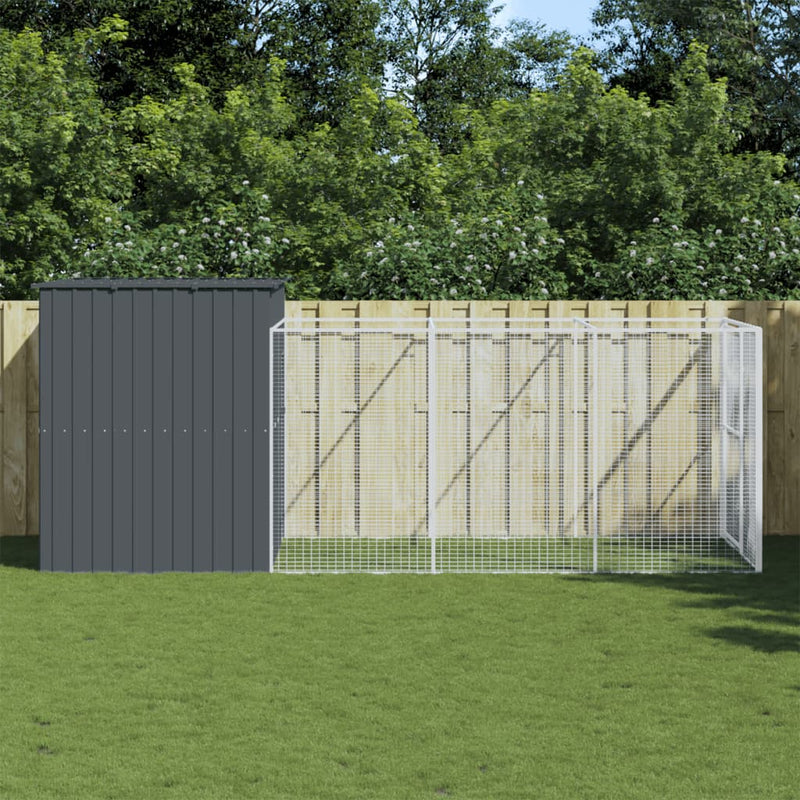 Load image into Gallery viewer, VidaXL Hondenhok met ren 214x457x181 cm gegalvaniseerd staal antraciet
