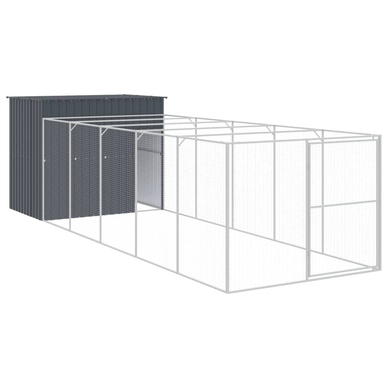 Load image into Gallery viewer, VidaXL Hondenhok met ren 214x661x181 cm gegalvaniseerd staal antraciet
