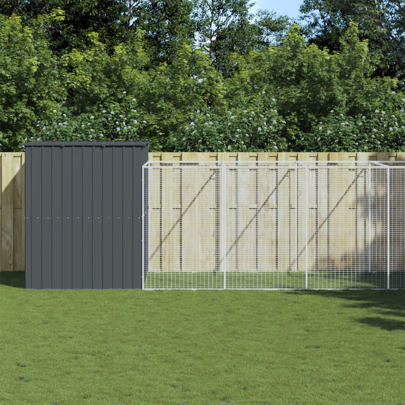 Load image into Gallery viewer, VidaXL Hondenhok met ren 214x661x181 cm gegalvaniseerd staal antraciet

