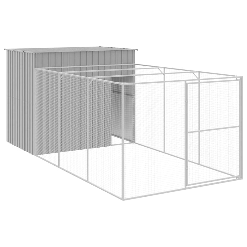 Load image into Gallery viewer, VidaXL Hondenhok met ren 214x457x181 cm staal lichtgrijs
