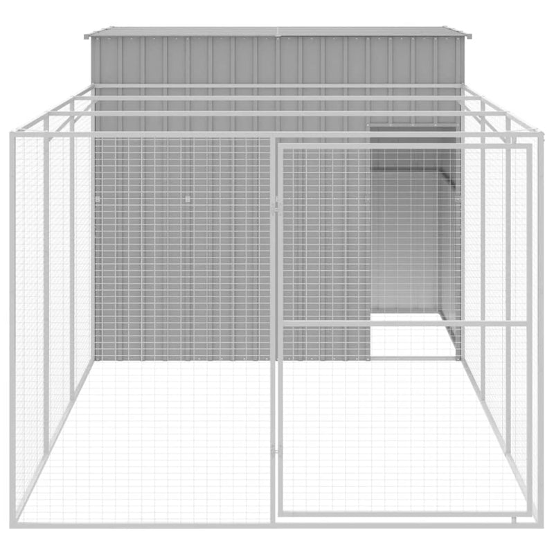 Load image into Gallery viewer, VidaXL Hondenhok met ren 214x457x181 cm staal lichtgrijs
