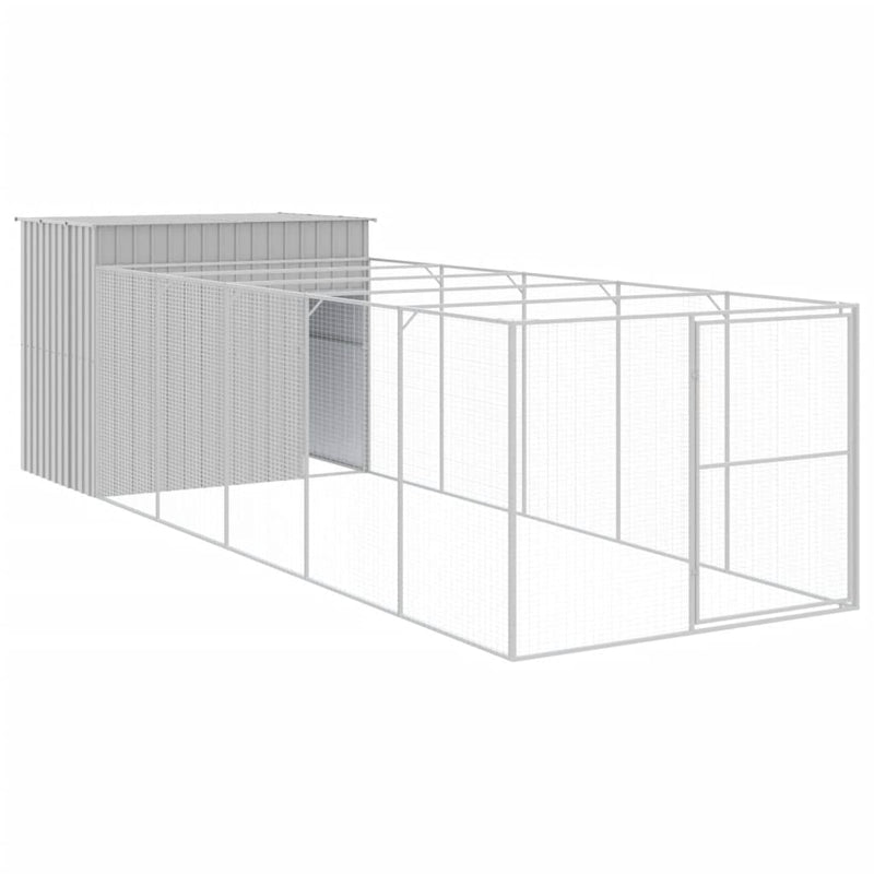 Load image into Gallery viewer, VidaXL Hondenhok met ren 214x661x181 cm staal lichtgrijs
