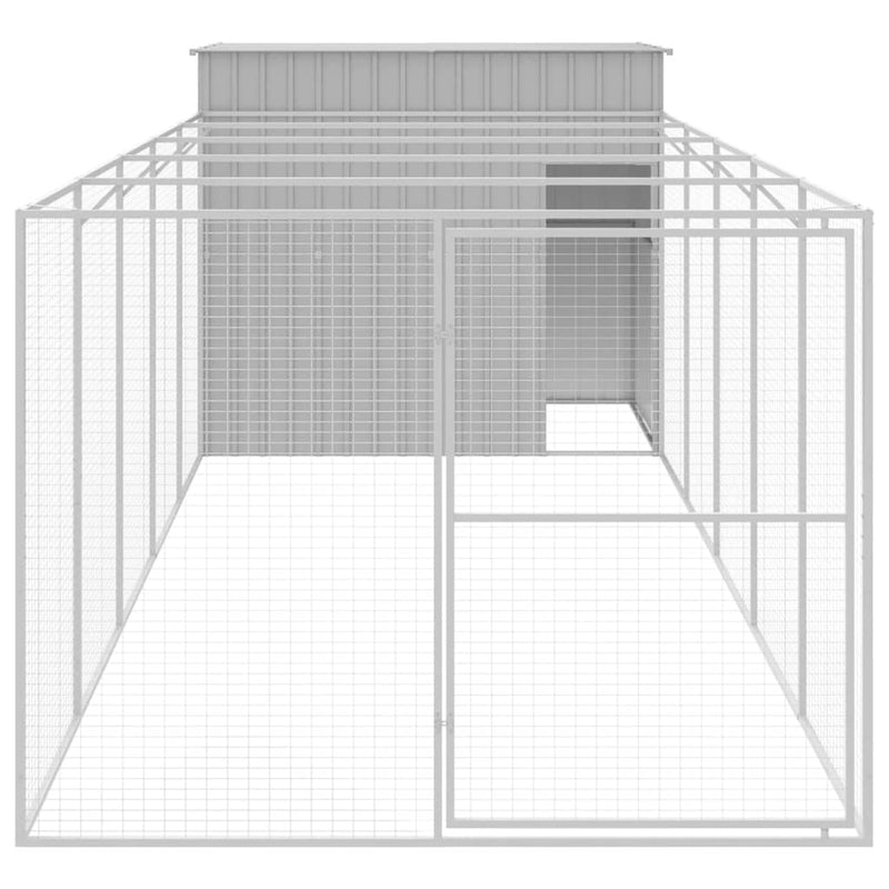 Load image into Gallery viewer, VidaXL Hondenhok met ren 214x661x181 cm staal lichtgrijs
