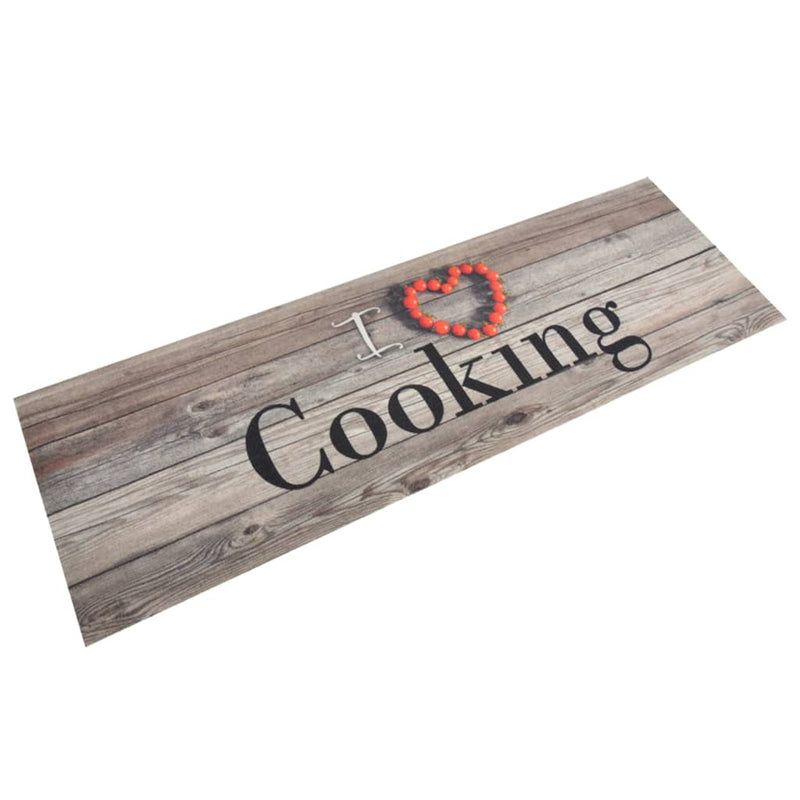Load image into Gallery viewer, Vidaxl keukenmat wasbaar cooking-print 60x180 cm fluweel grijs
