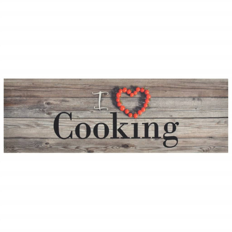 Load image into Gallery viewer, Vidaxl keukenmat wasbaar cooking-print 60x180 cm fluweel grijs
