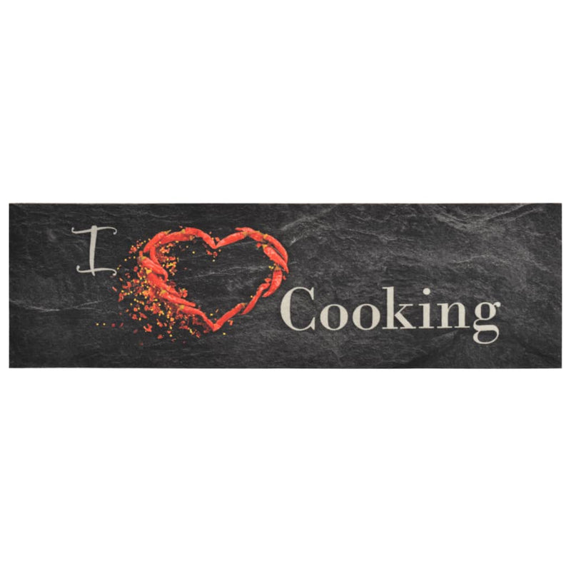 Load image into Gallery viewer, Vidaxl keukenmat wasbaar cooking-print 45x150 cm fluweel zwart
