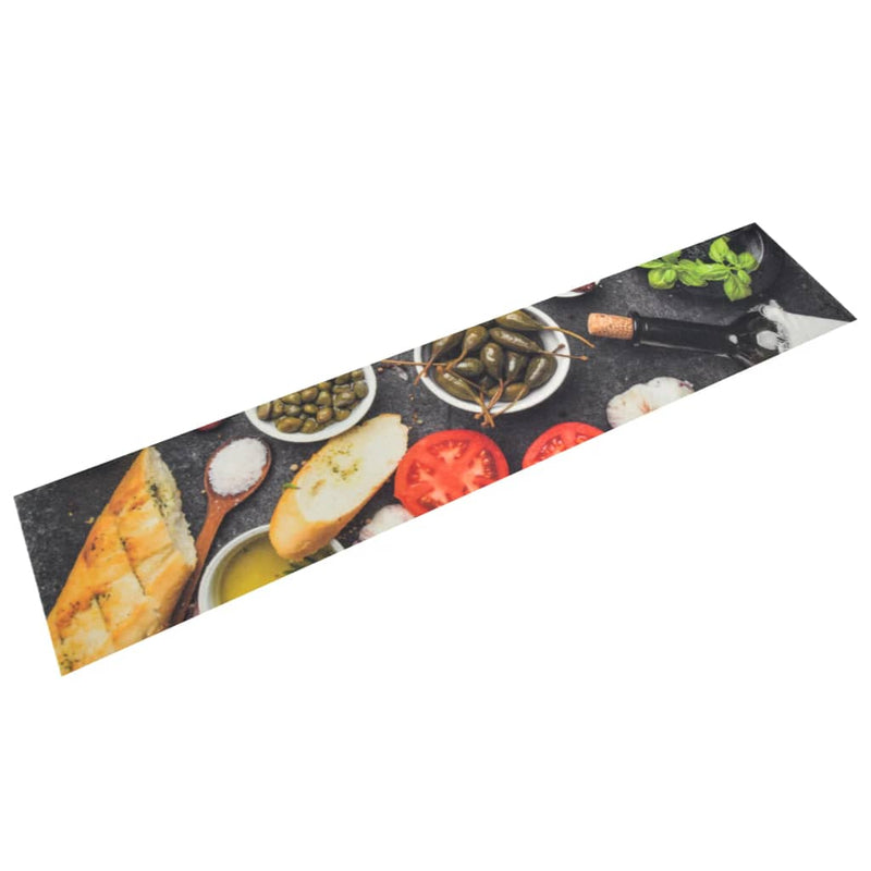 Afbeelding laden in galerijviewer, Vidaxl keukenmat wasbaar wijn- en dinerprint 60x300 cm fluweel
