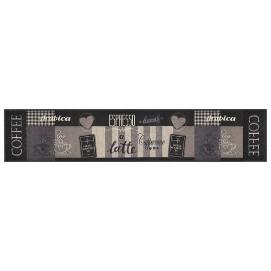 Vidaxl keukenmat wasbaar koffieprint 60x300 cm fluweel zwart