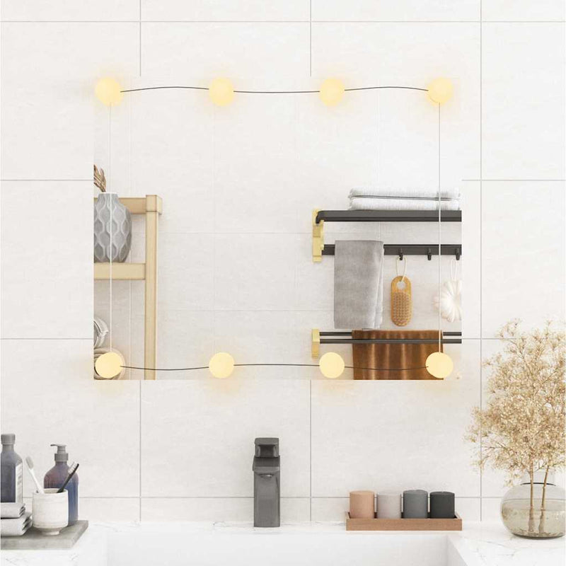 Load image into Gallery viewer, Vidaxl wandspiegel met led's rechthoekig 50x60 cm glas
