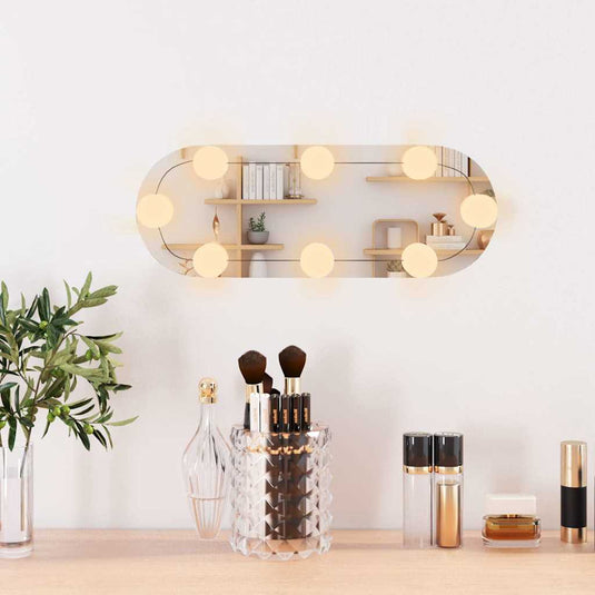 Vidaxl wandspiegel met led's ovaal 15x40 cm glas