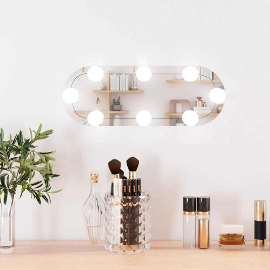 Vidaxl wandspiegel met led's ovaal 15x40 cm glas