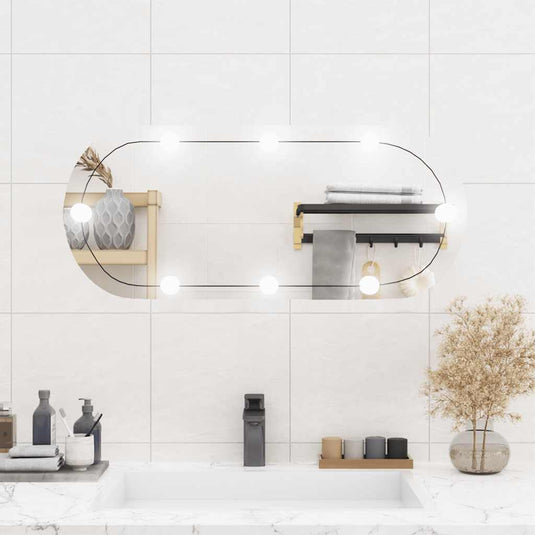 Vidaxl wandspiegel met led's ovaal 35x80 cm glas