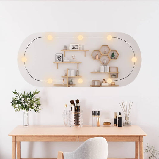 Vidaxl wandspiegel met led's ovaal 45x100 cm glas