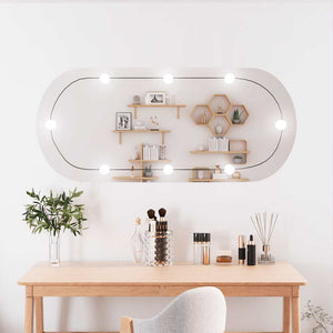 Vidaxl wandspiegel met led's ovaal 45x100 cm glas