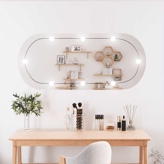 Vidaxl wandspiegel met led's ovaal 45x100 cm glas