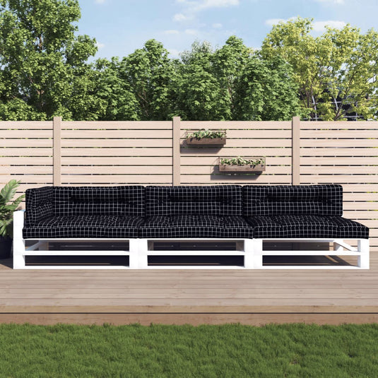 VidaXL Palletkussens 7 st stof ruitpatroon zwart