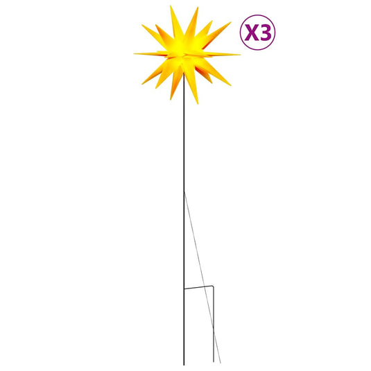 VidaXL Kerstlampen met grondpin en LED's 3 st 57 cm geel
