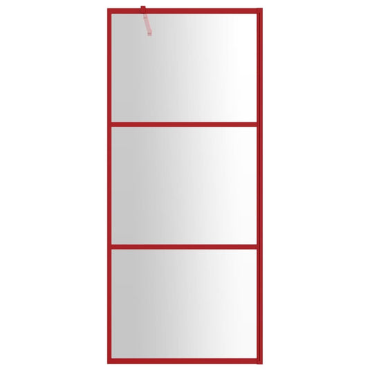 Vidaxl inloopdouchewand transparant 80x195 cm esg-glas rood