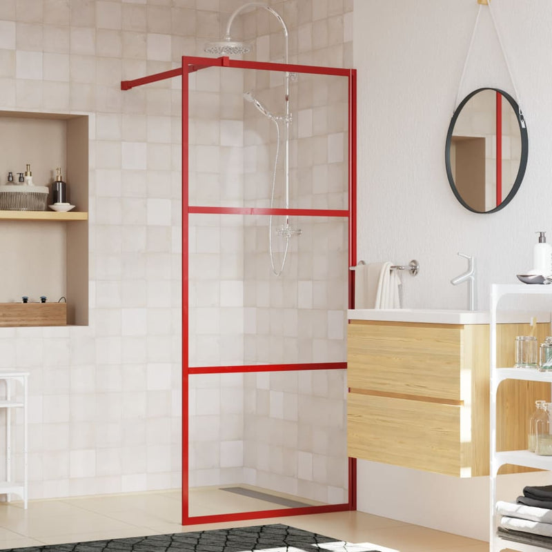 Load image into Gallery viewer, Vidaxl inloopdouchewand transparant 80x195 cm esg-glas rood
