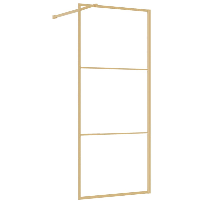 Load image into Gallery viewer, Vidaxl inloopdouchewand transparant 80x195 cm esg-glas goudkleurig
