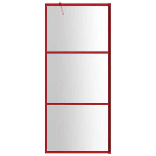 Vidaxl inloopdouchewand transparant 90x195 cm esg-glas rood