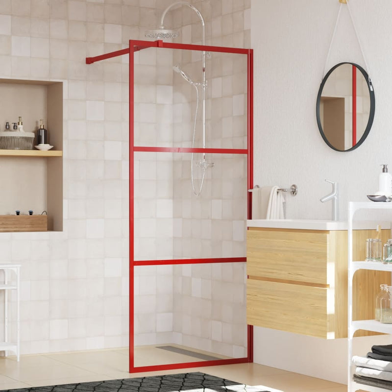 Load image into Gallery viewer, Vidaxl inloopdouchewand transparant 90x195 cm esg-glas rood
