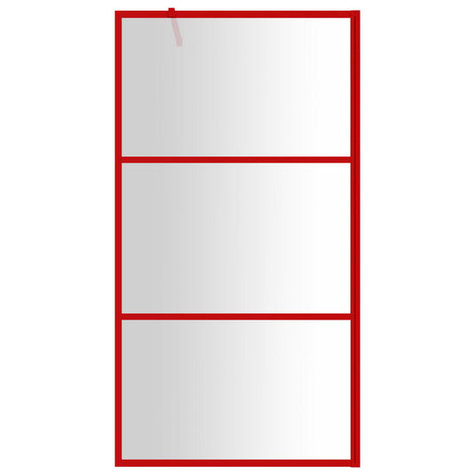 VidaXL Inloopdouchewand transparant 115x195 cm ESG-glas rood